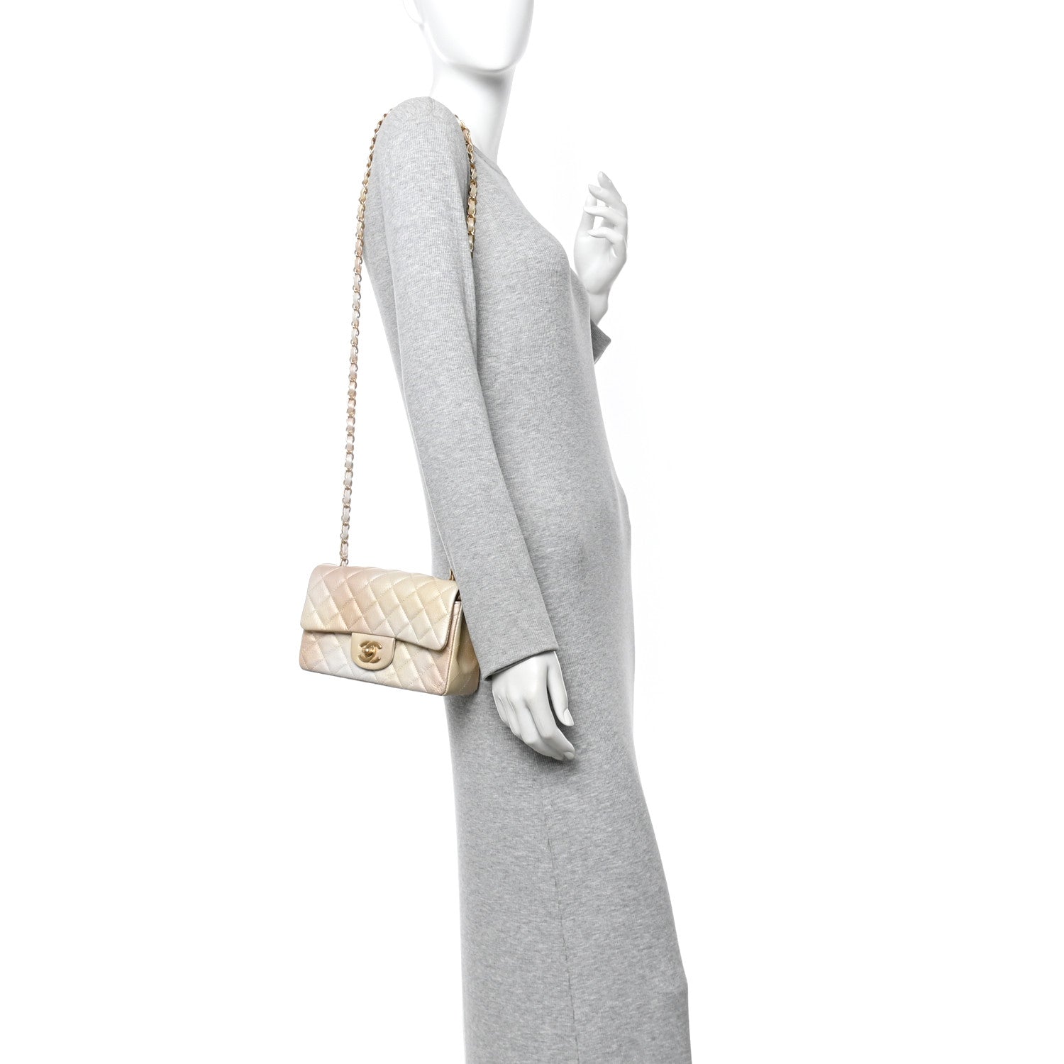 Chanel Metallic Goatskin Quilted Mini Rectangular Flap Gold