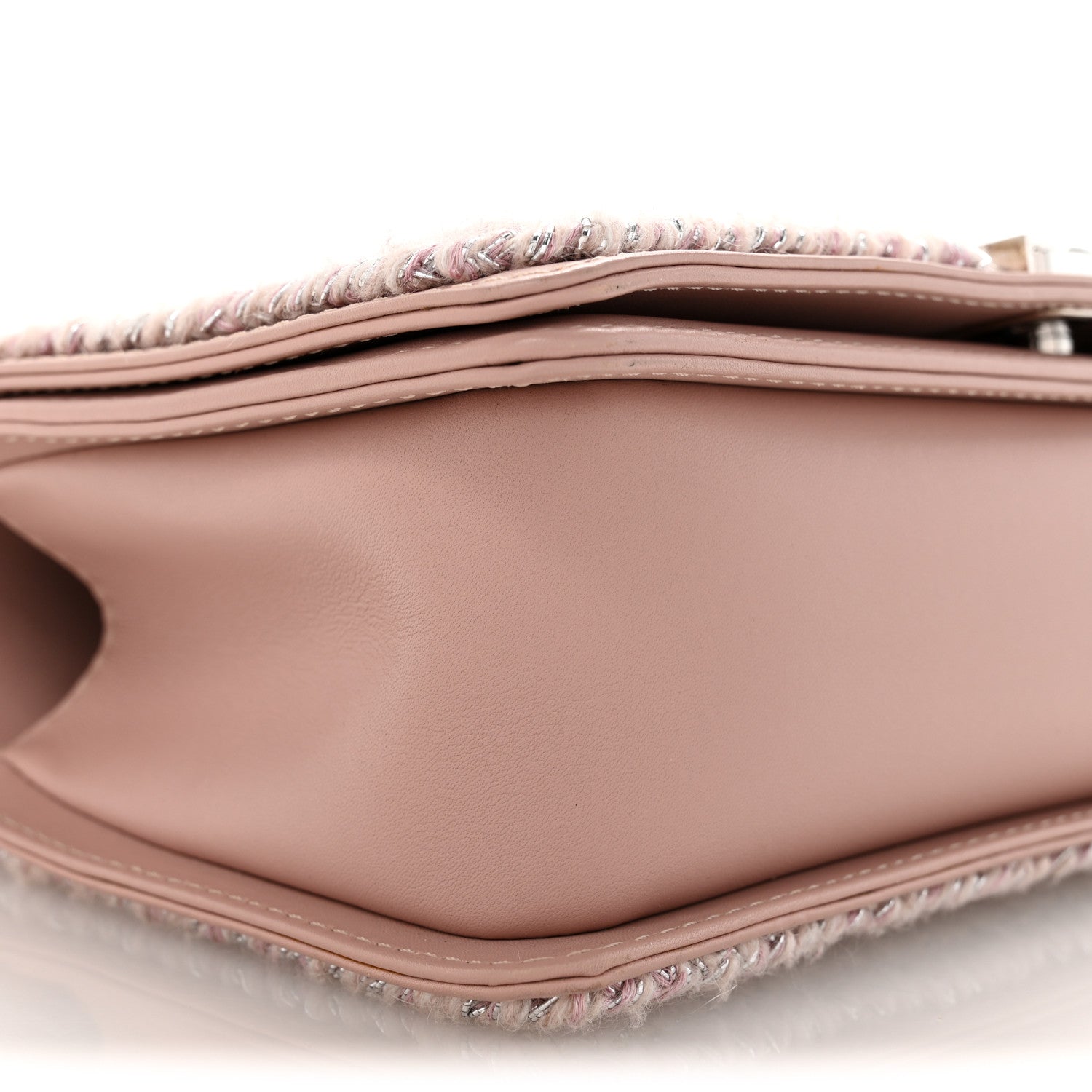 Chanel Calfskin Chevron Tweed Medium Boy Flap Pink