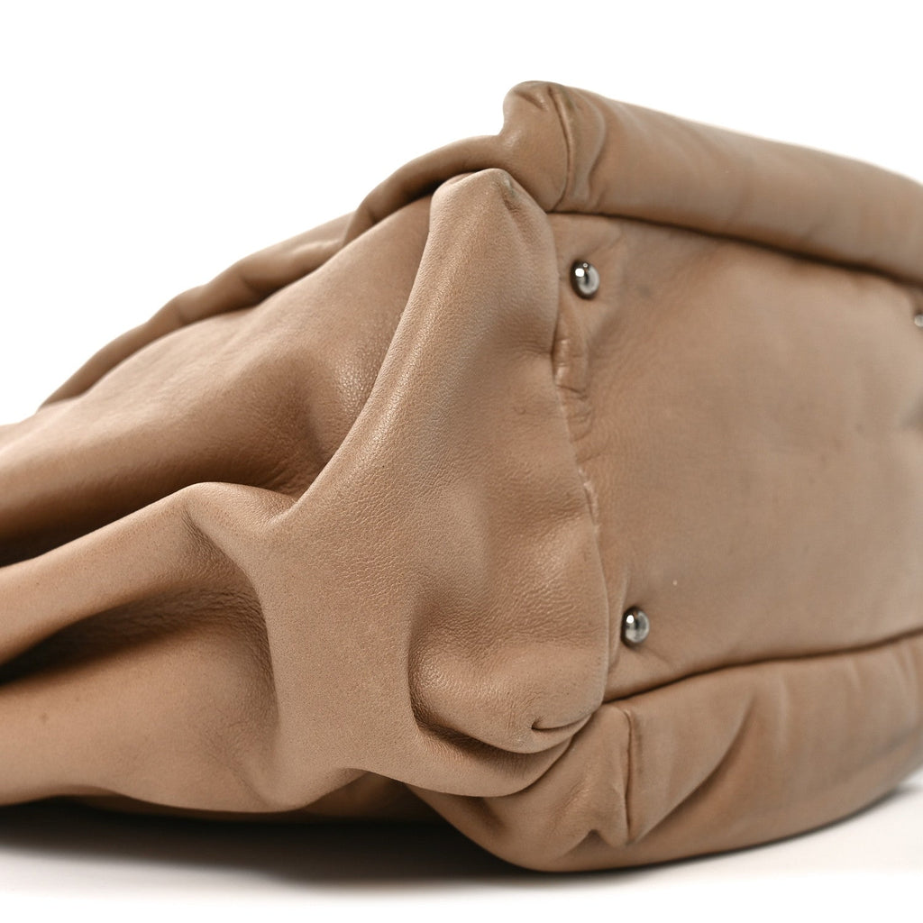 Chanel Lambskin Lax Accordion Hobo Beige