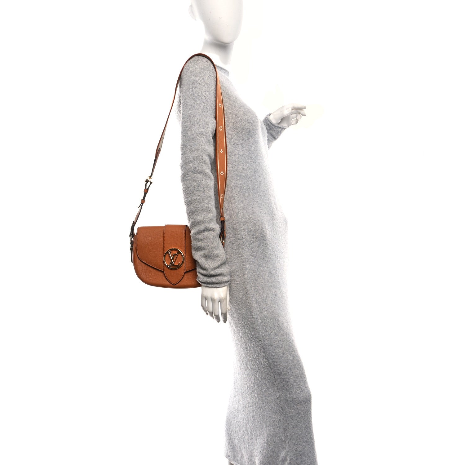 Louis Vuitton Grained Calfskin LV Pont 9 Soft MM Golden Siena