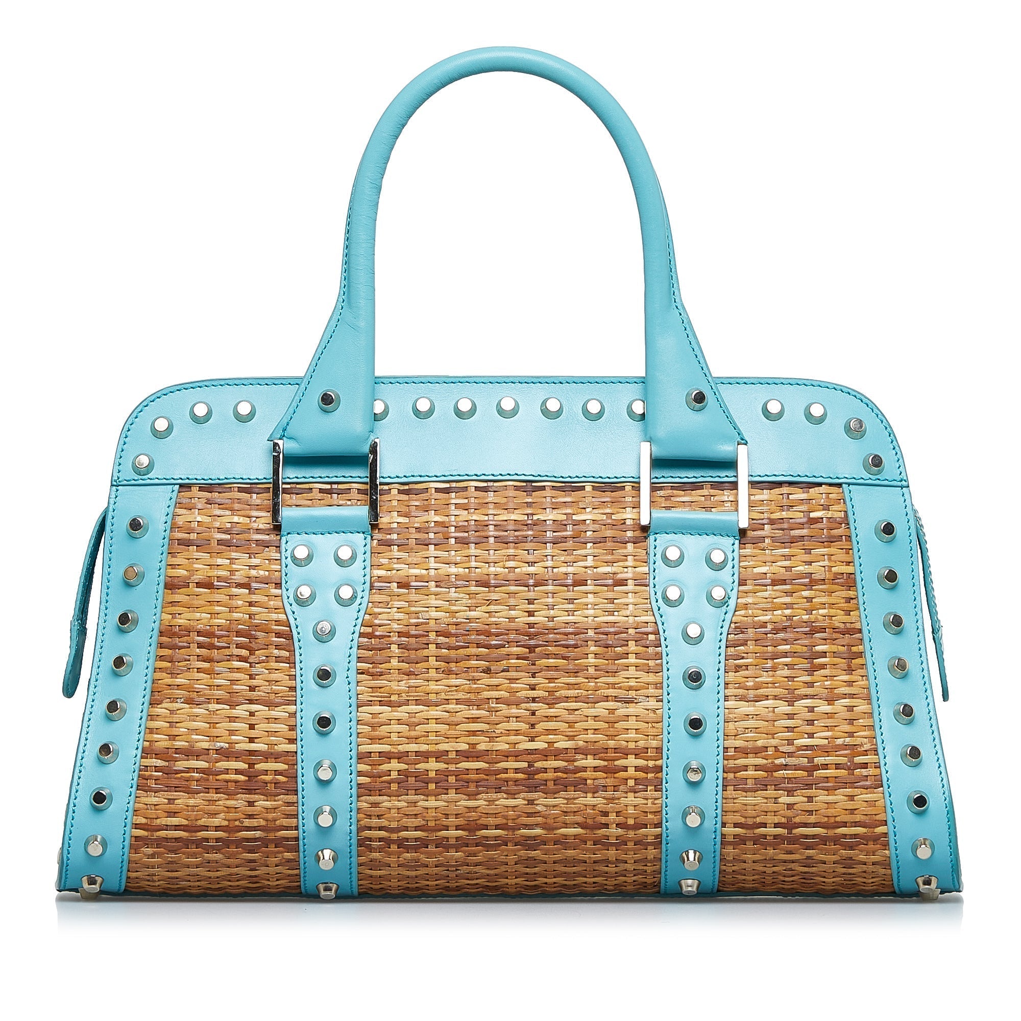 FENDI Studded Wicker Tote Brown