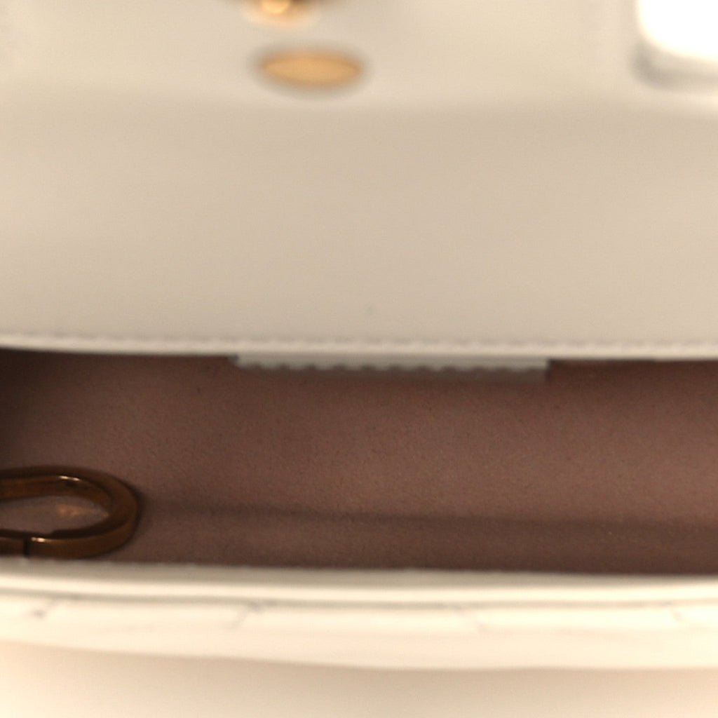 Gucci Calfskin Matelasse Super Mini GG Marmont Shoulder Bag White