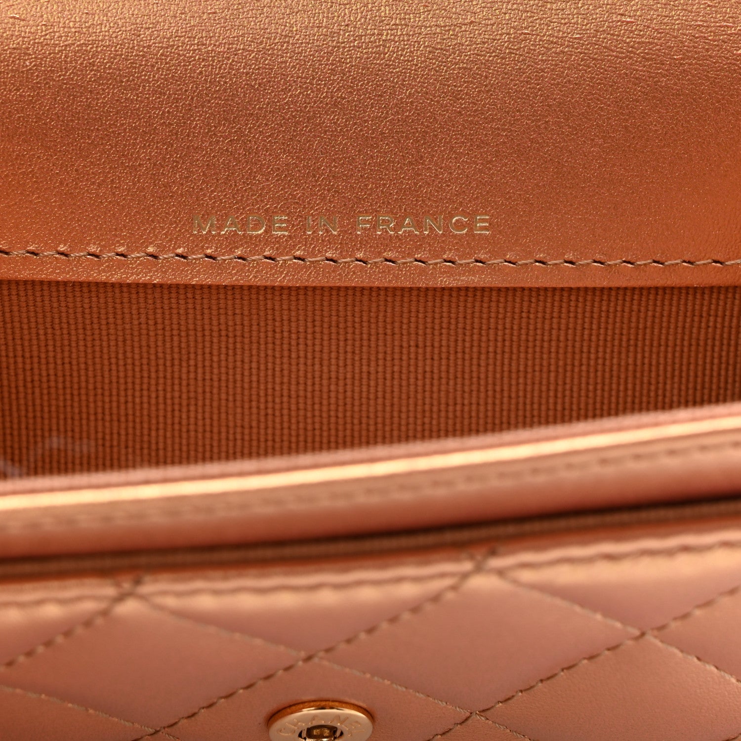Metallic Lambskin Quilted Flap Card Holder Wallet Golden
