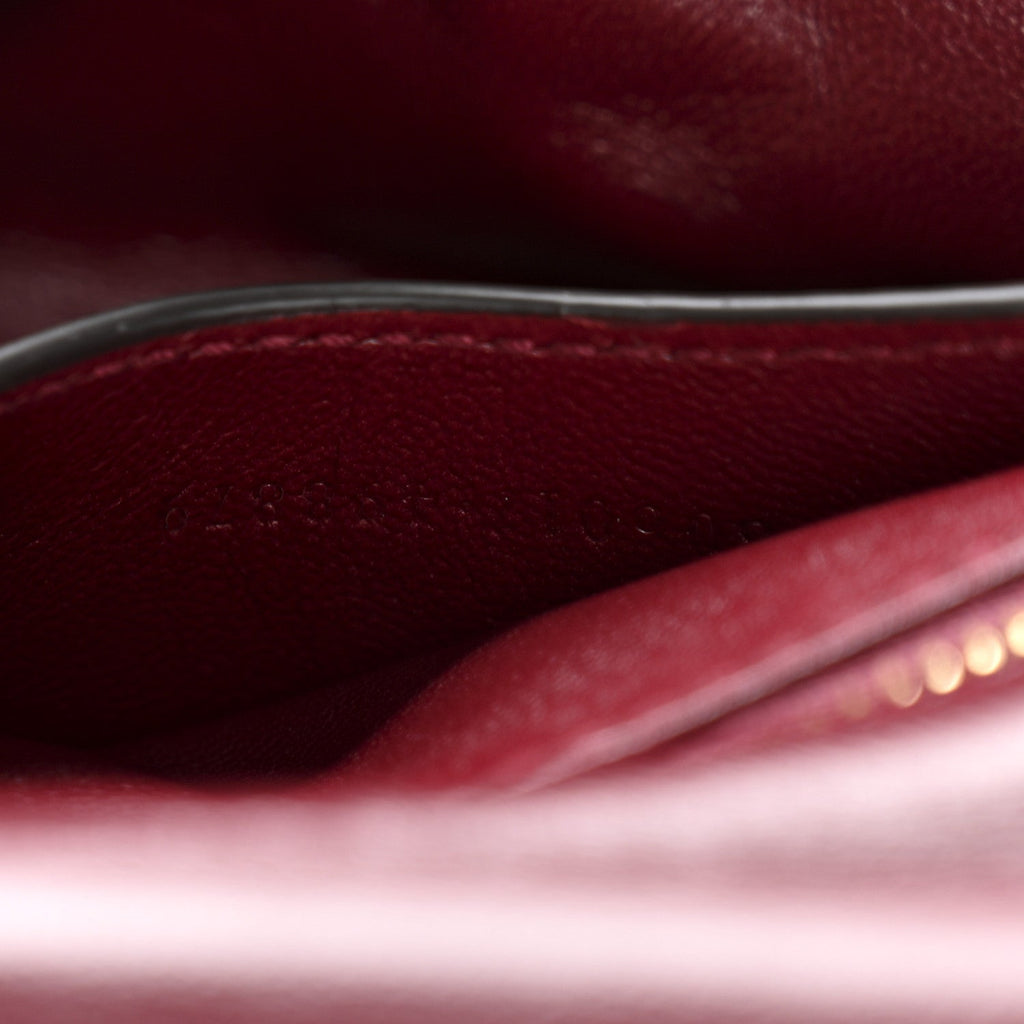 Gucci Lambskin Mini GG Milano Top Handle Shoulder Bag Rosso Ancora