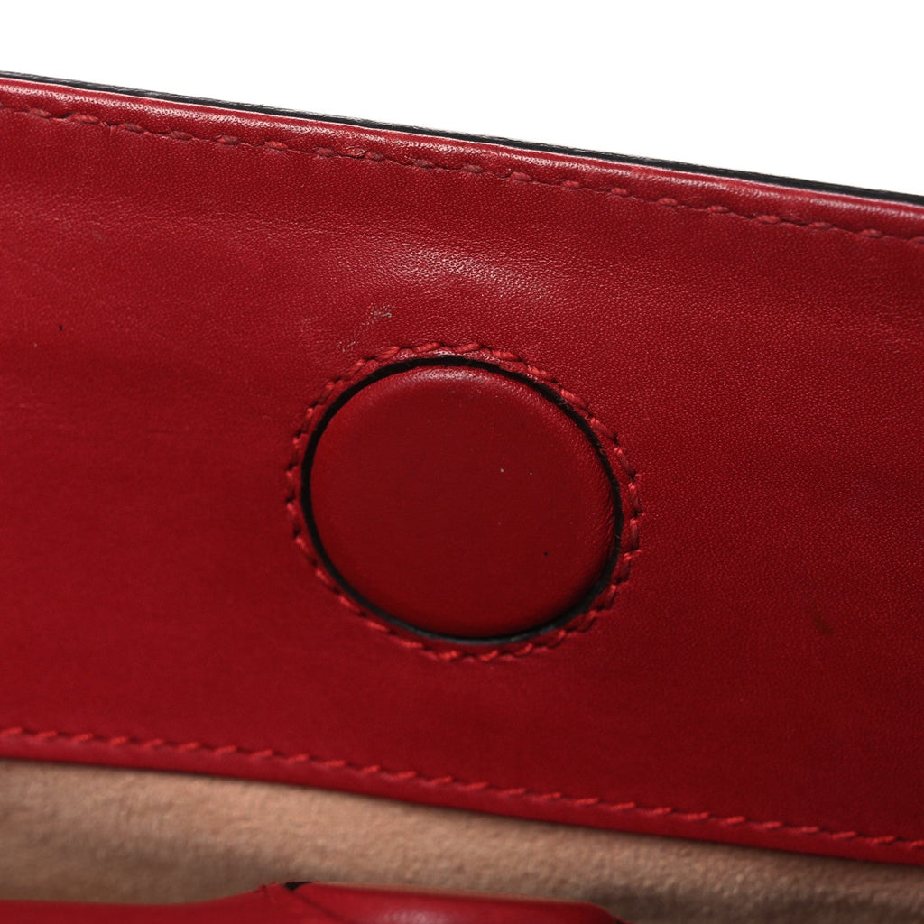 Gucci Nappa Bamboo Web Small Nymphaea Top Handle Bag Hibiscus Red