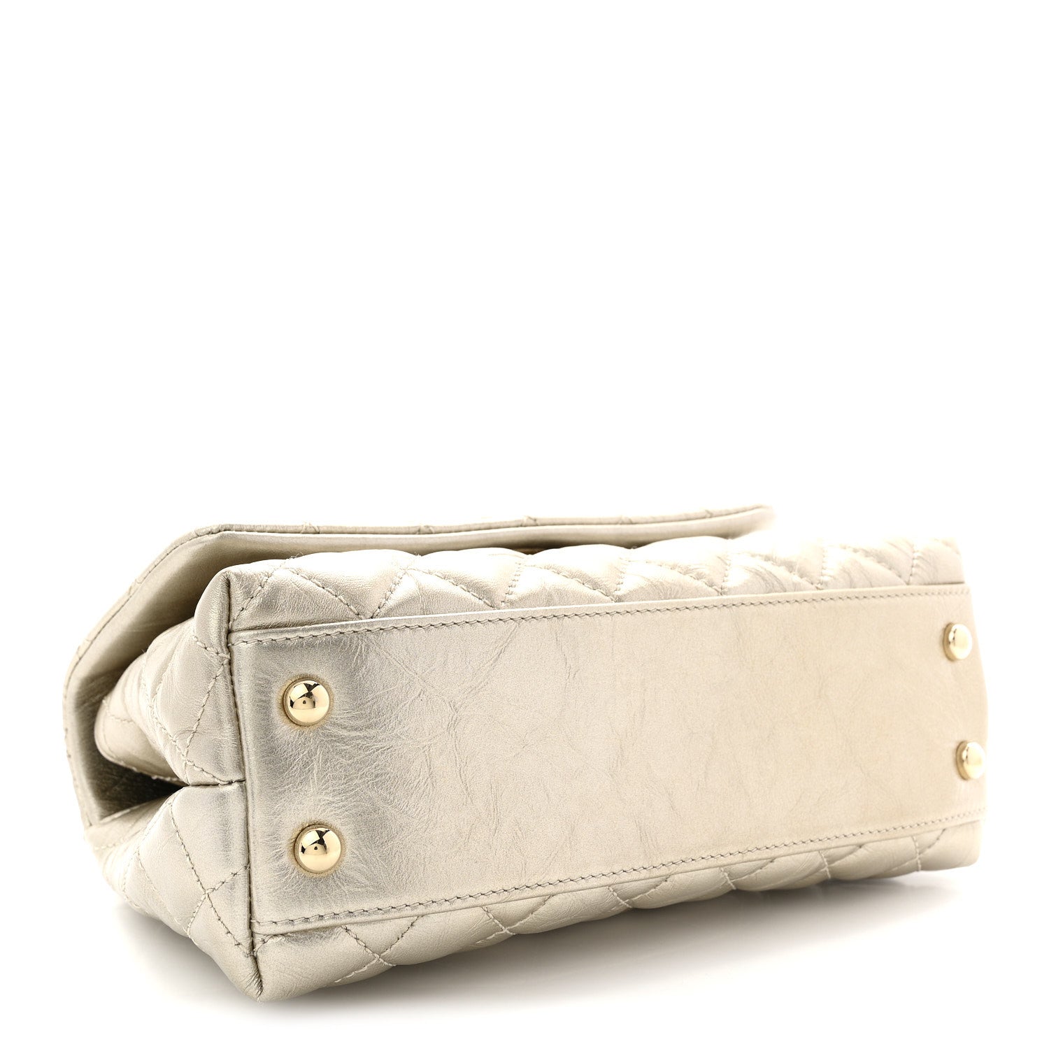 Chanel Metallic Aged Calfskin Quilted Mini Coco Handle Flap Gold