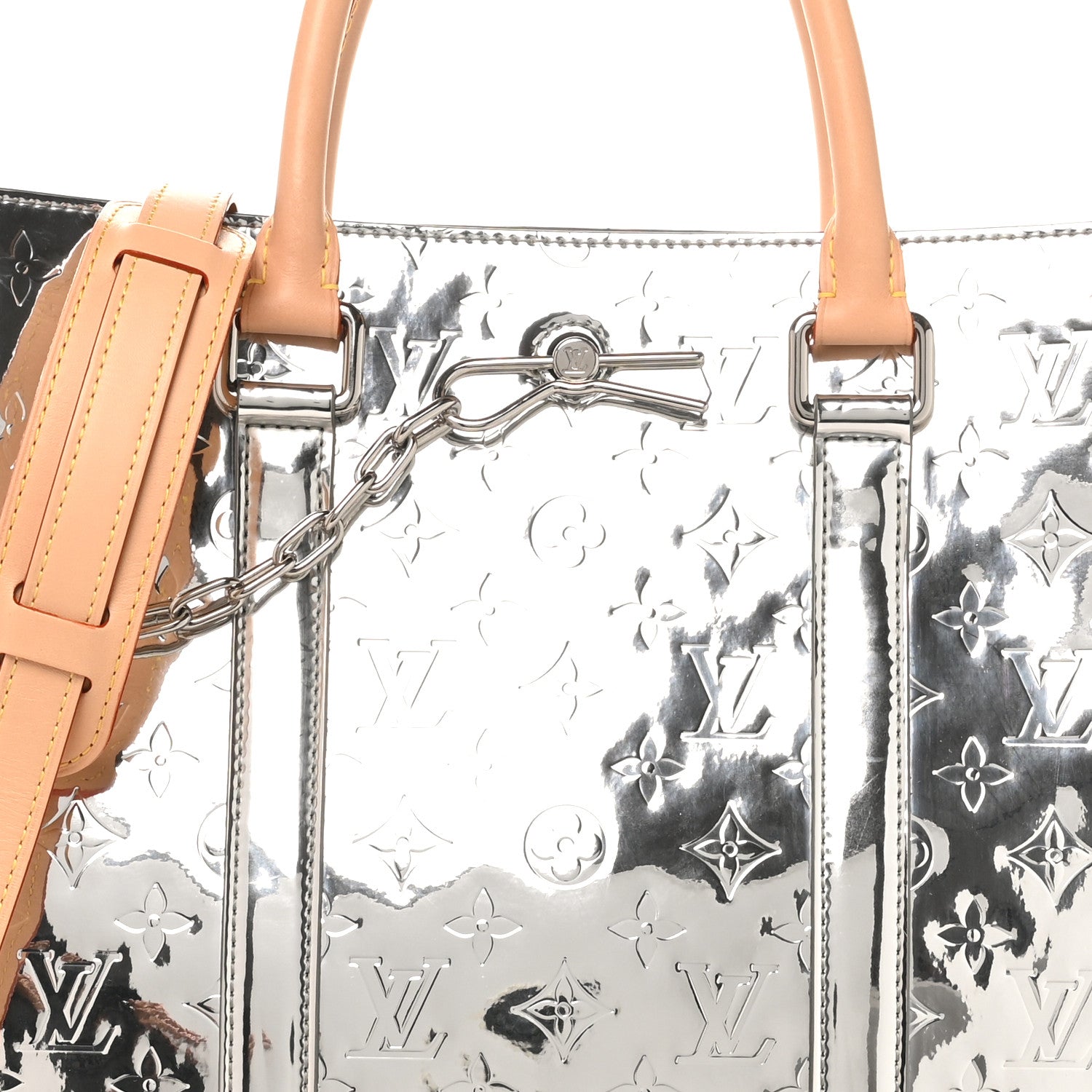 Louis Vuitton Monogram Mirror Sac Plat NM Silver