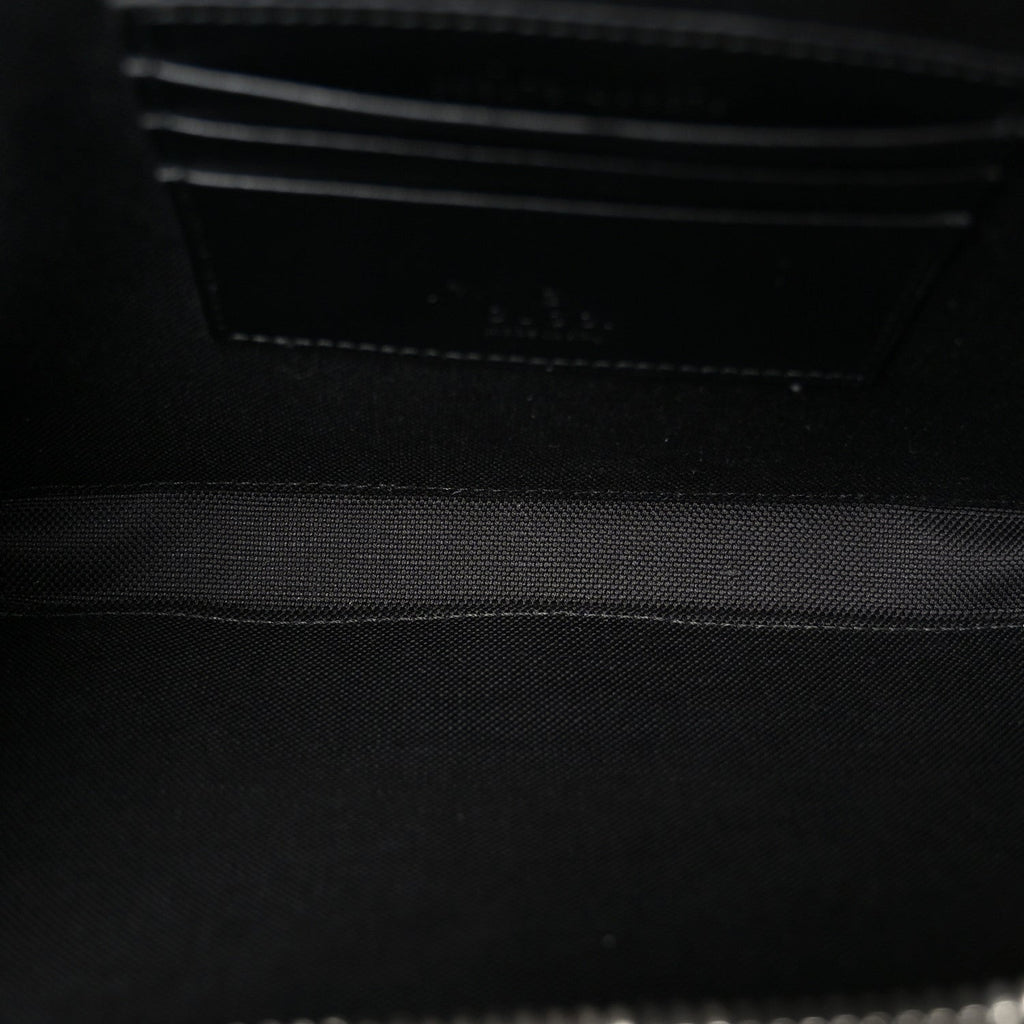 Gucci GG Supreme Monogram Calfskin Web Medium Messenger Bag Black Grey