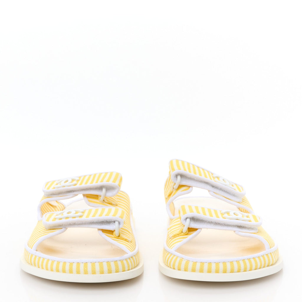 Printed Calfskin Velcro Dad Flat Mules 40 White Yellow