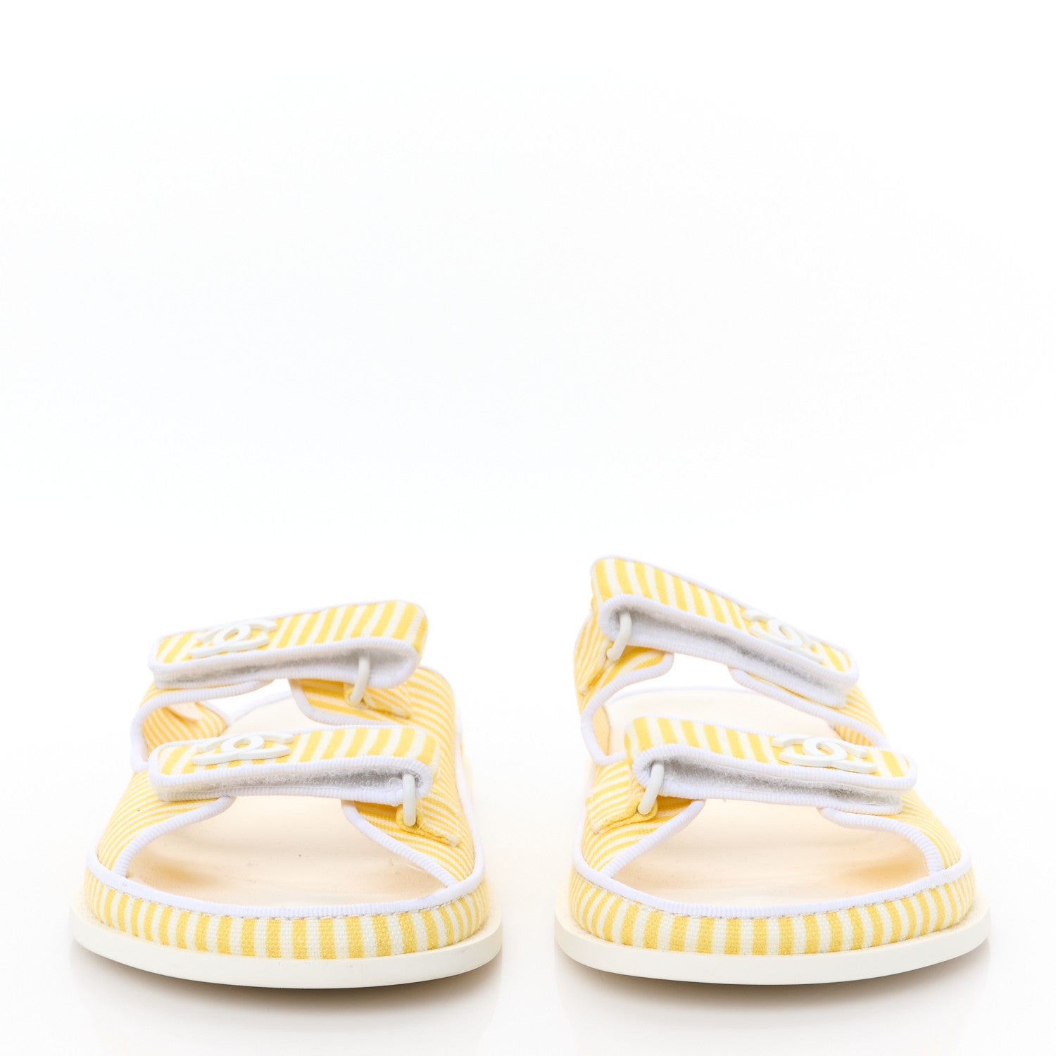 Printed Calfskin Velcro Dad Flat Mules 40 White Yellow