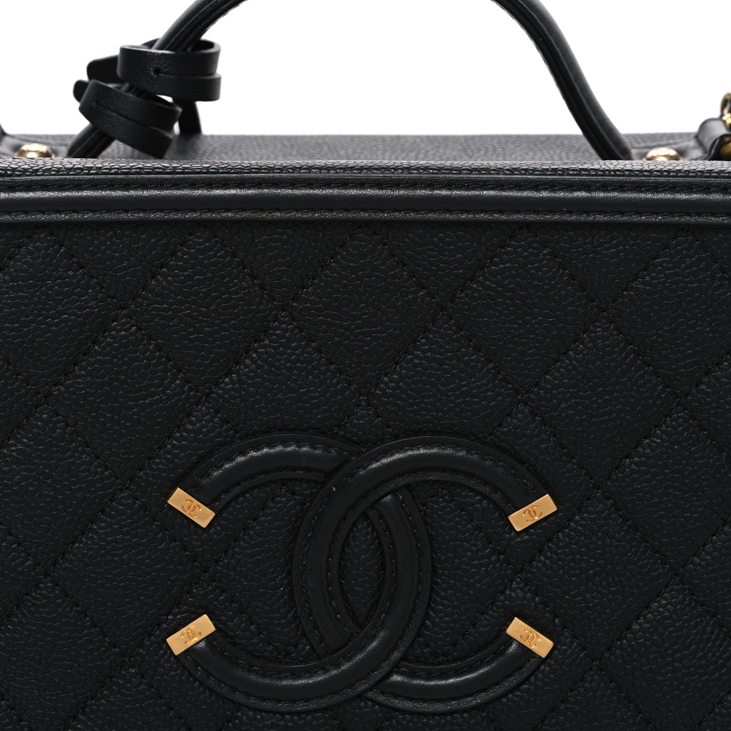 Chanel Caviar Quilted Large CC Filigree Vanity Case Black