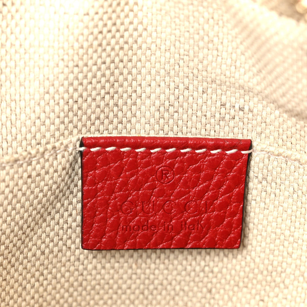 Gucci Dollar Calfskin Bi-Color Small Soho Disco Bag New Rosette Hibiscus Red