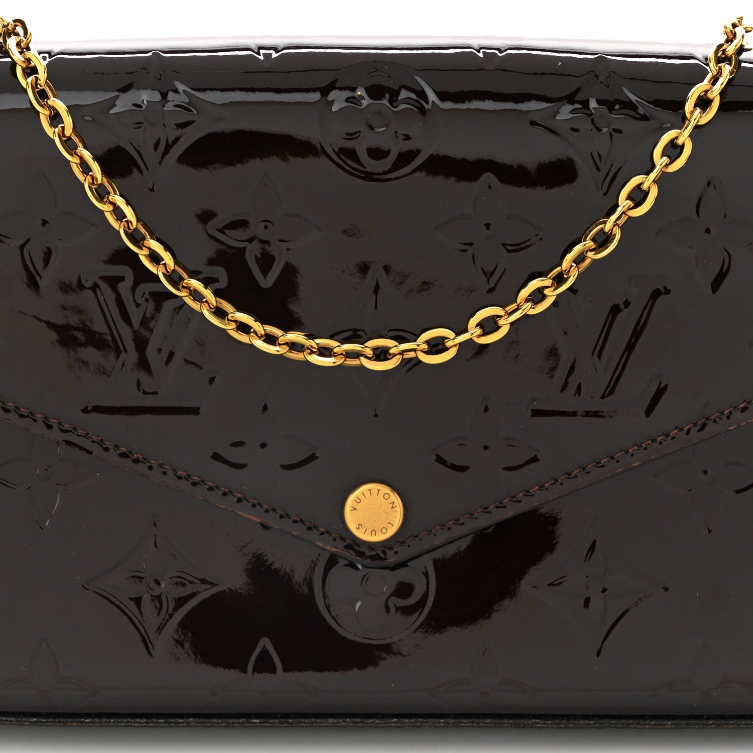 Louis Vuitton Vernis Pochette Felicie Chain Wallet Amarante