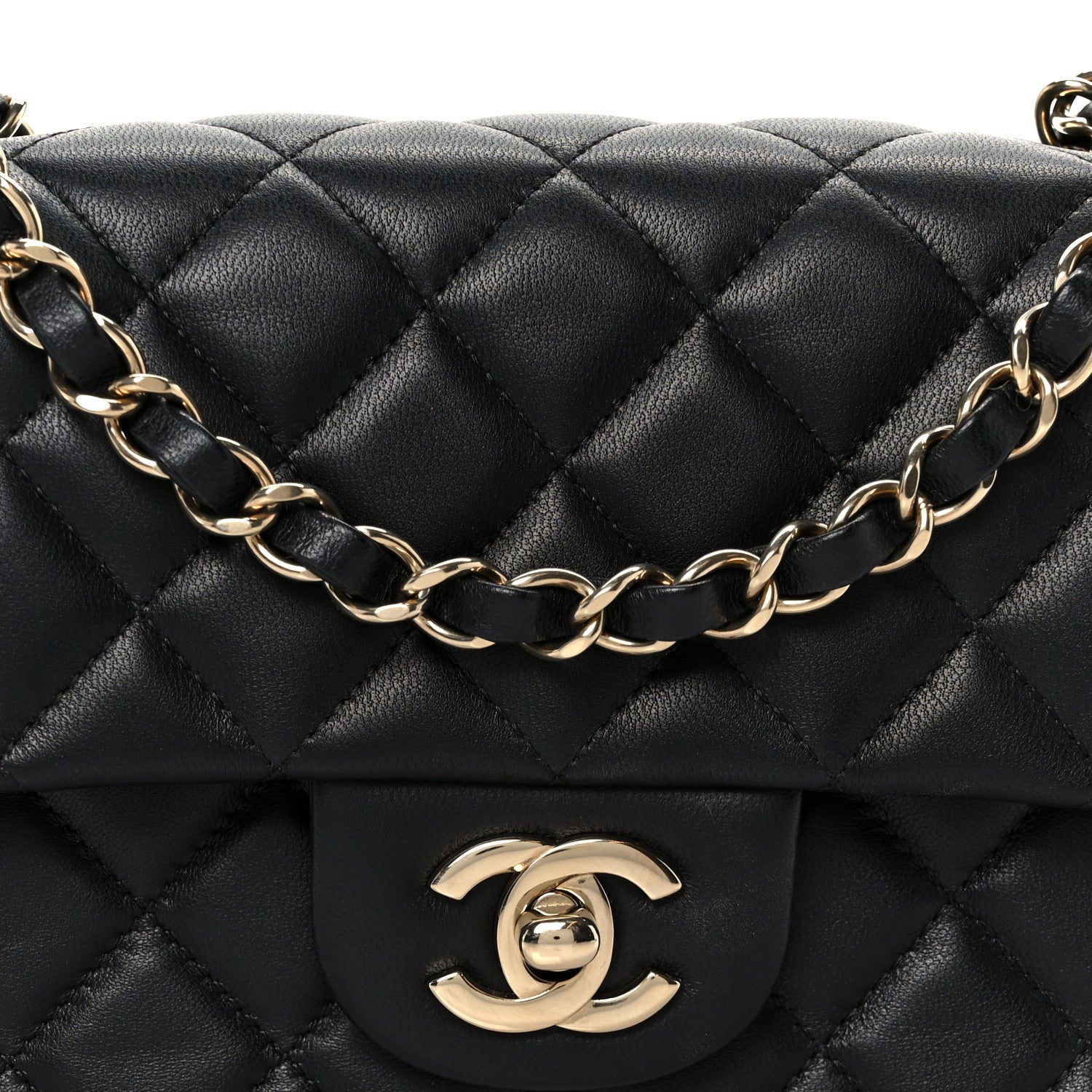 Chanel Lambskin Quilted Mini Rectangular Flap Black
