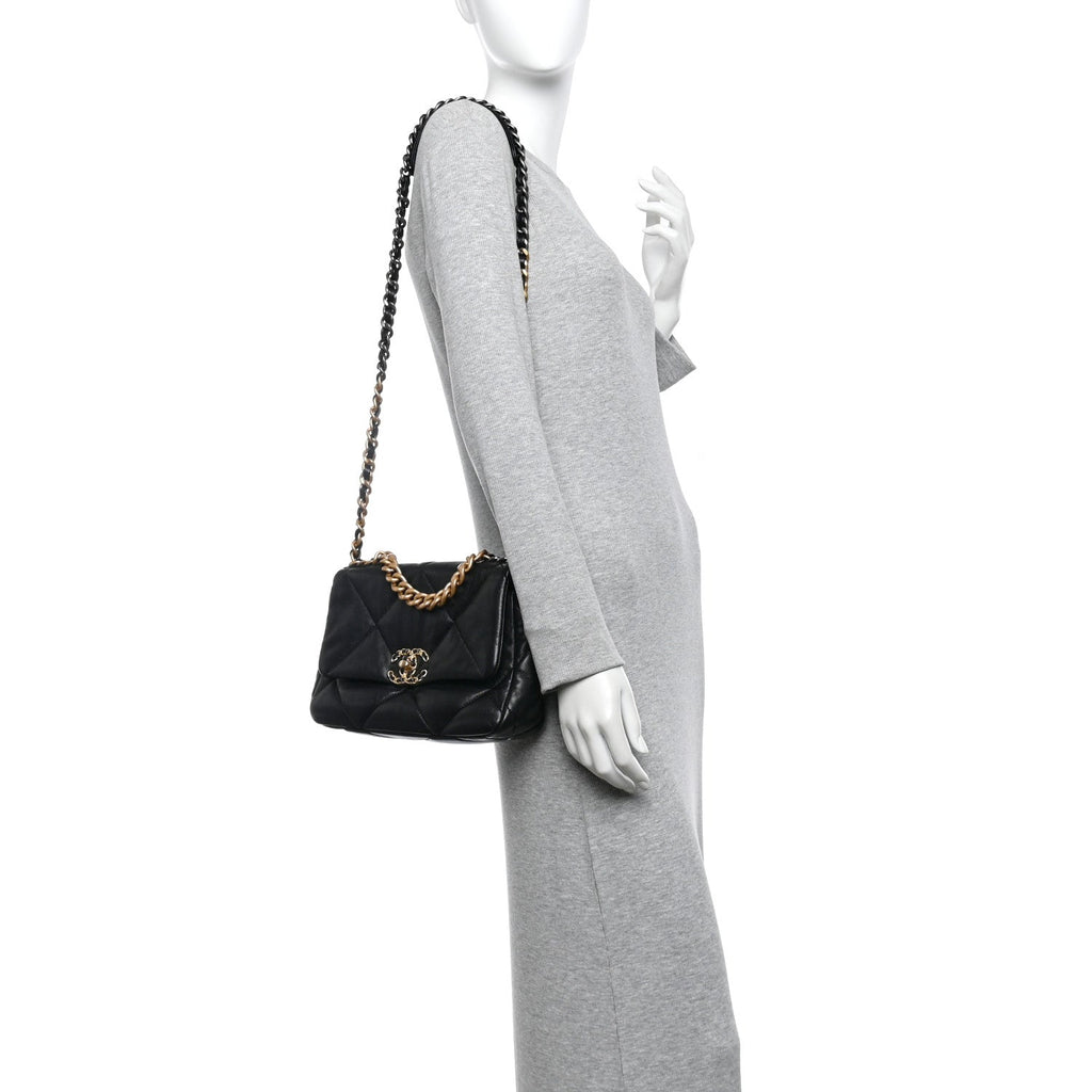 Chanel Lambskin Quilted Medium Chanel 19 Flap Black