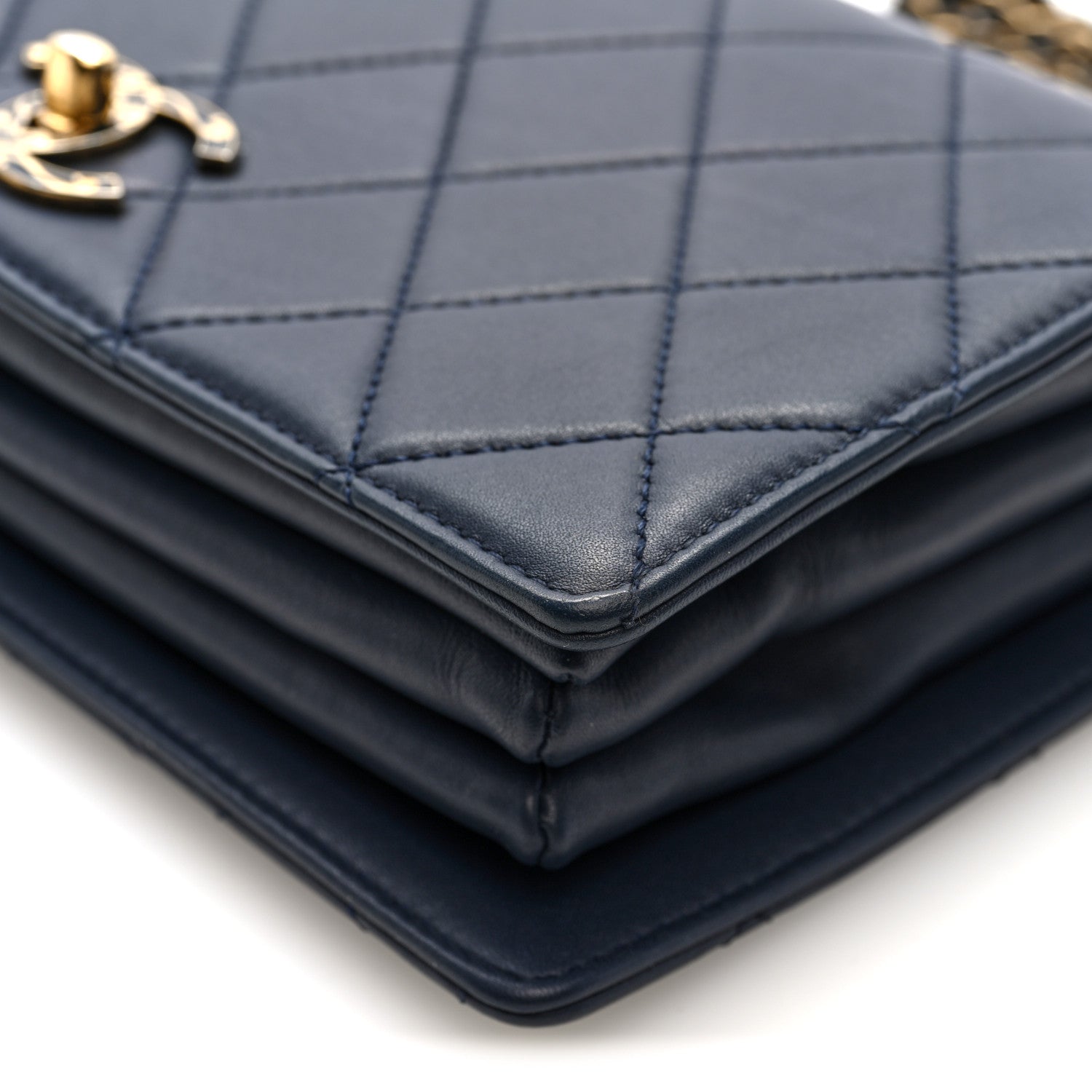 Chanel Lambskin Quilted Small Art Nouvelle Flap Bag Navy