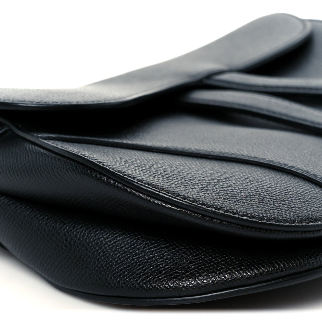 Christian Dior Grained Calfskin Saddle Bag Black