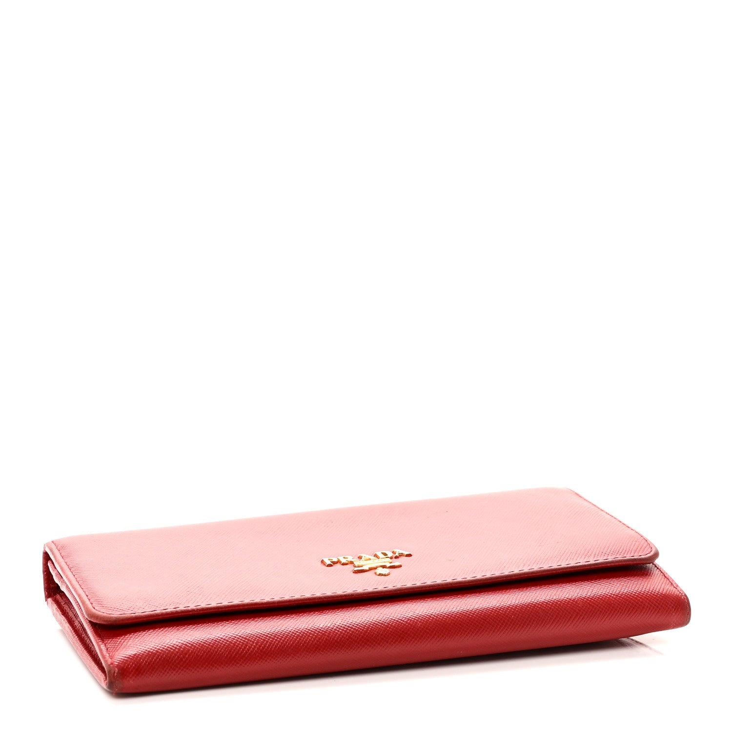 Prada Saffiano Metal Continental Flap Wallet Fuoco