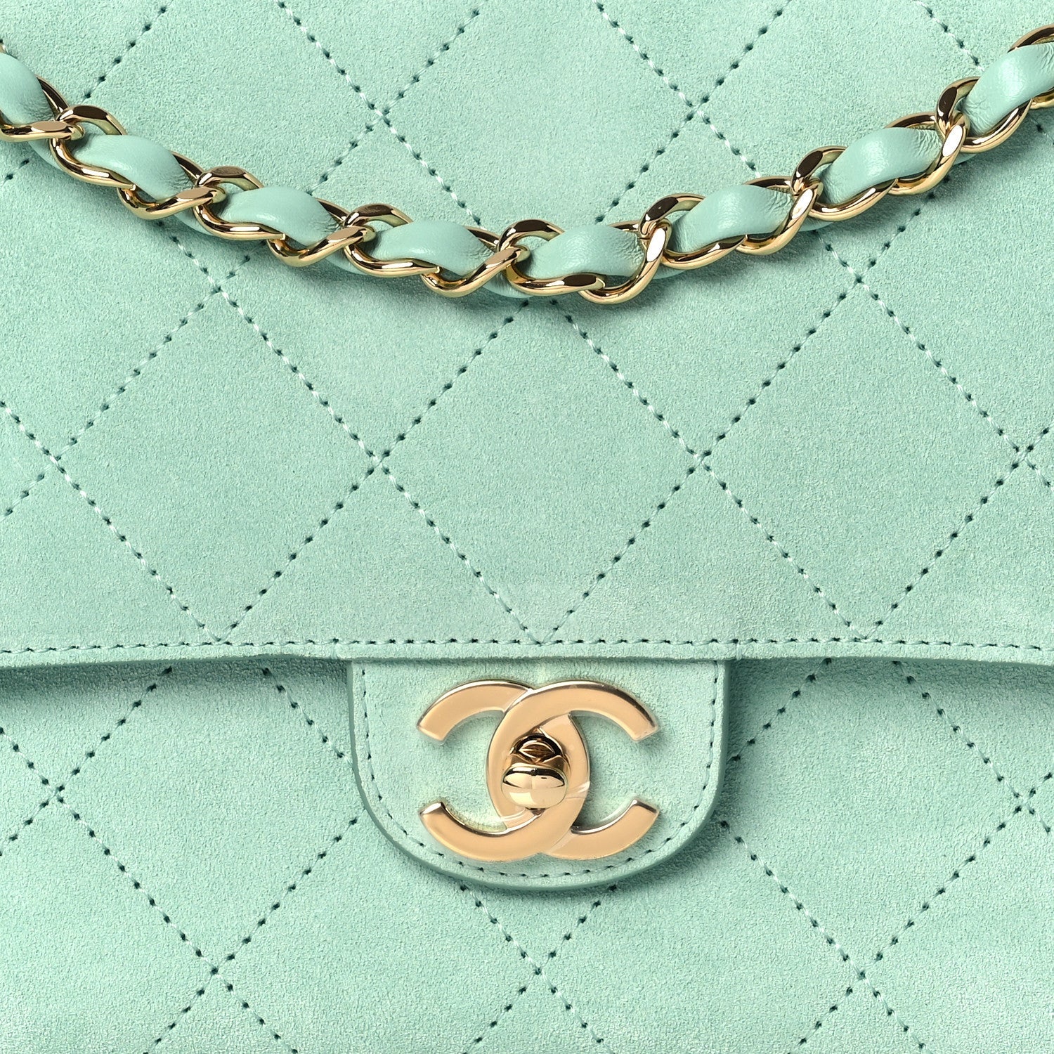 Chanel Suede Calfskin Small Souplissimo Maxi Flap Green