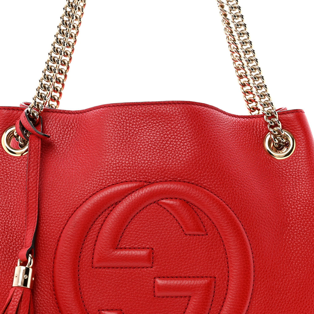 Gucci Cellarius Calfskin Medium Soho Chain Shoulder Bag Vibrant Red