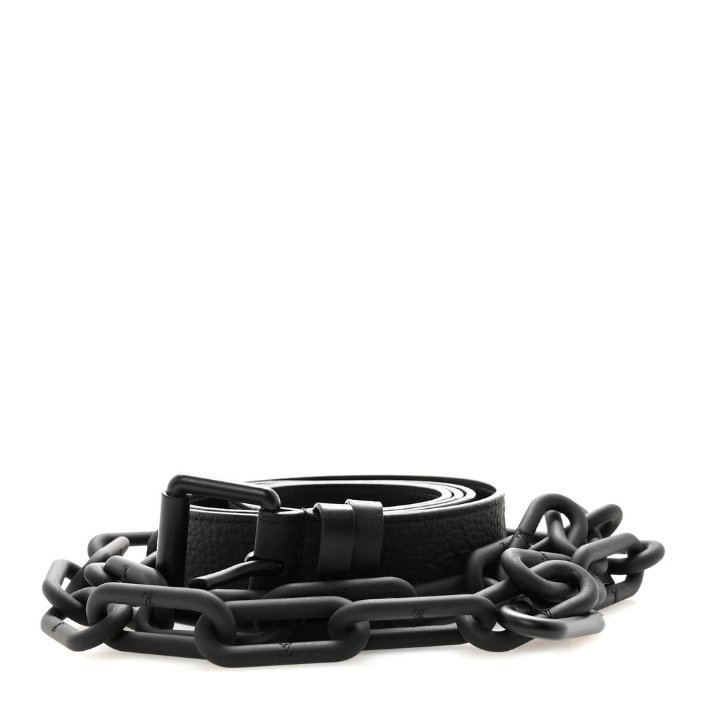 Louis Vuitton Taurillon Monogram Signature 35 MM Chain Belt 100 40  Black