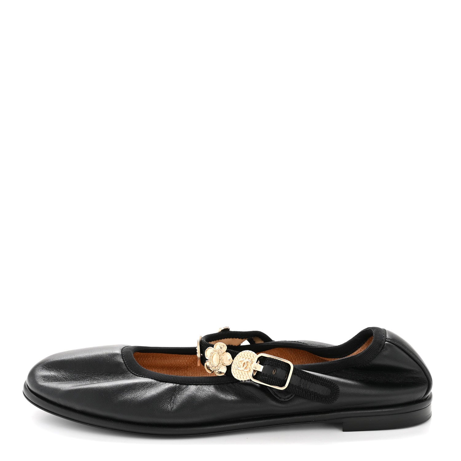 Lambskin Charm Mary Jane Flats 39 Black