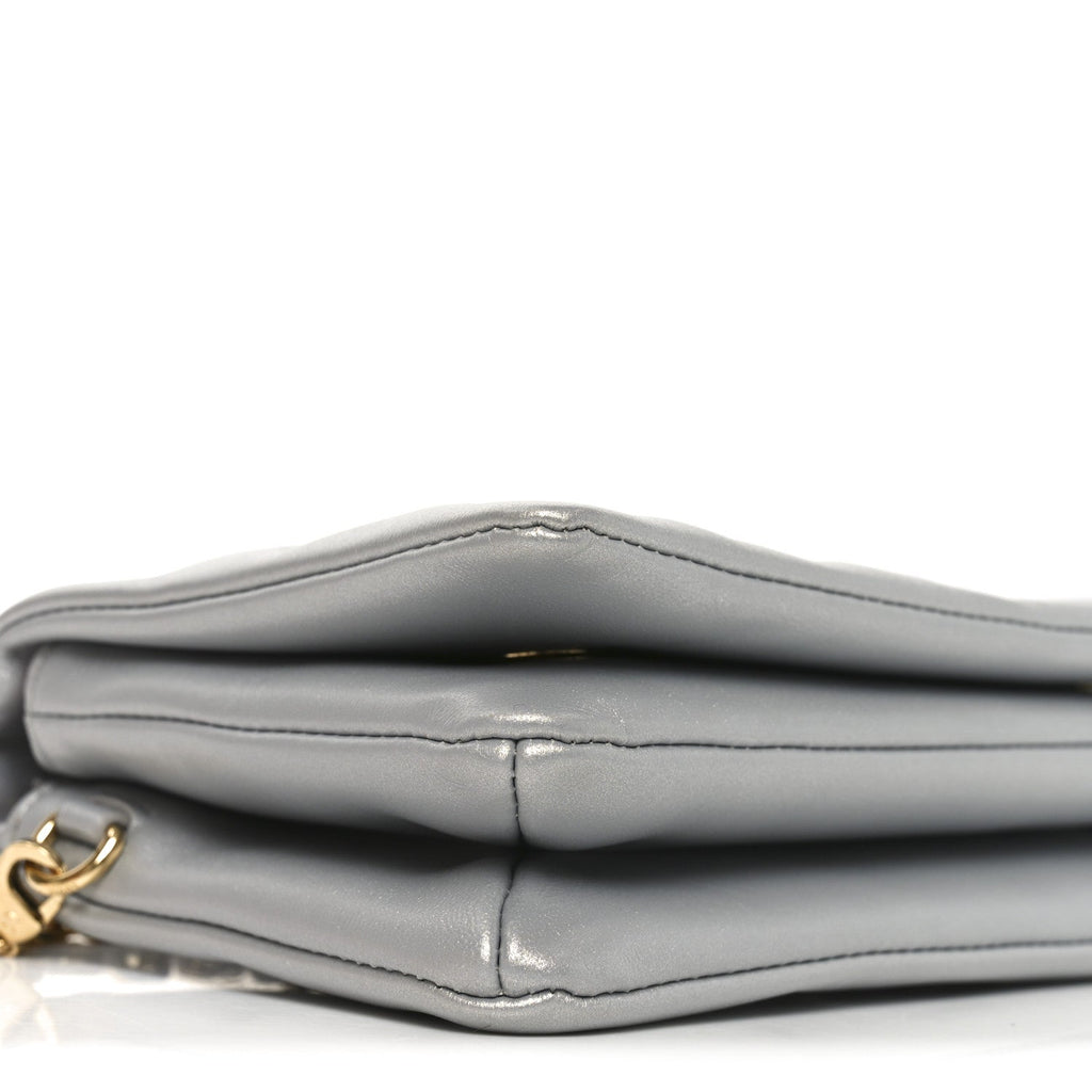 Louis Vuitton Metallic Lambskin Embossed Monogram Pochette Coussin Silver