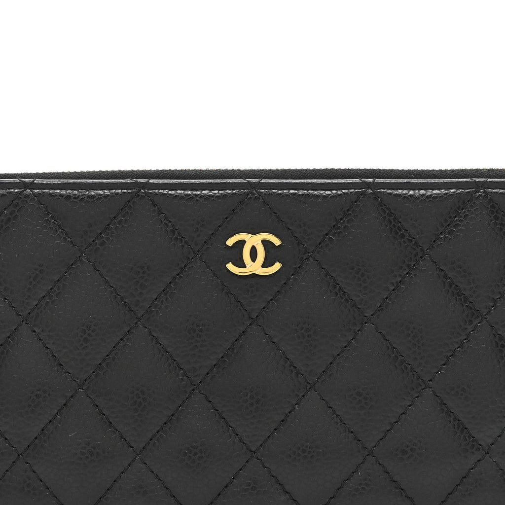Caviar Quilted Large Gusset Zip Around Wallet Black