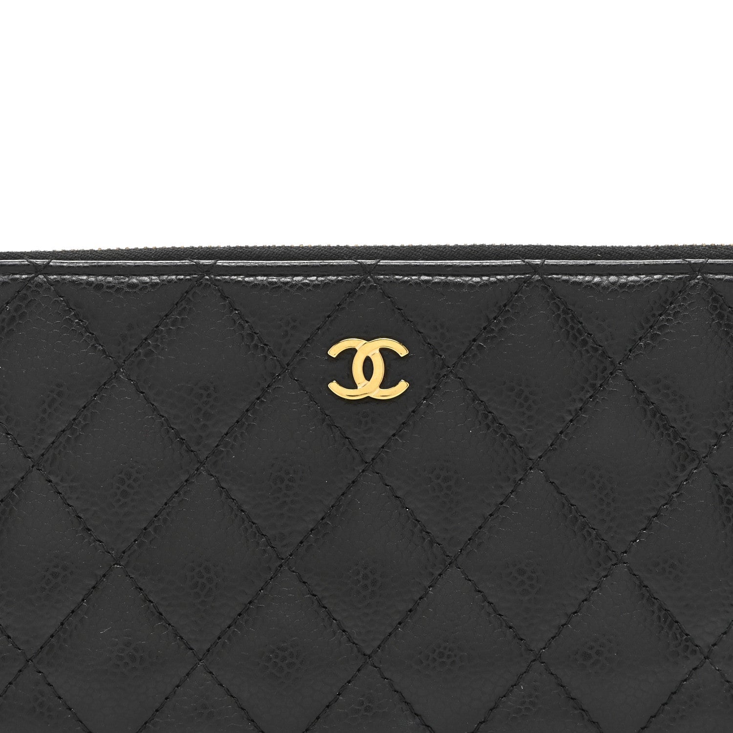 Caviar Quilted Large Gusset Zip Around Wallet Black