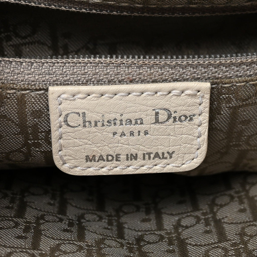 Christian Dior Calfskin Braided Gaucho Double Saddle Bag White