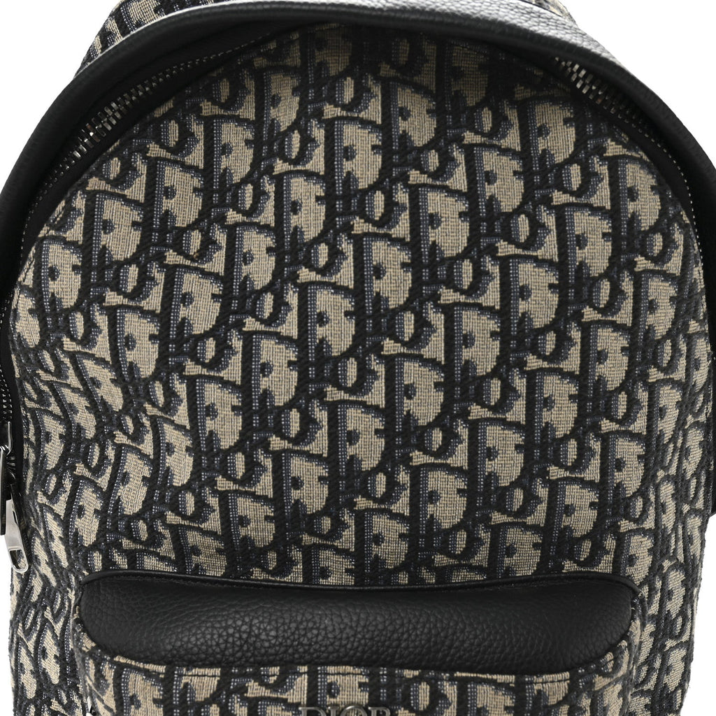 Christian Dior Oblique Calfskin Rider Kid's Backpack Beige Black