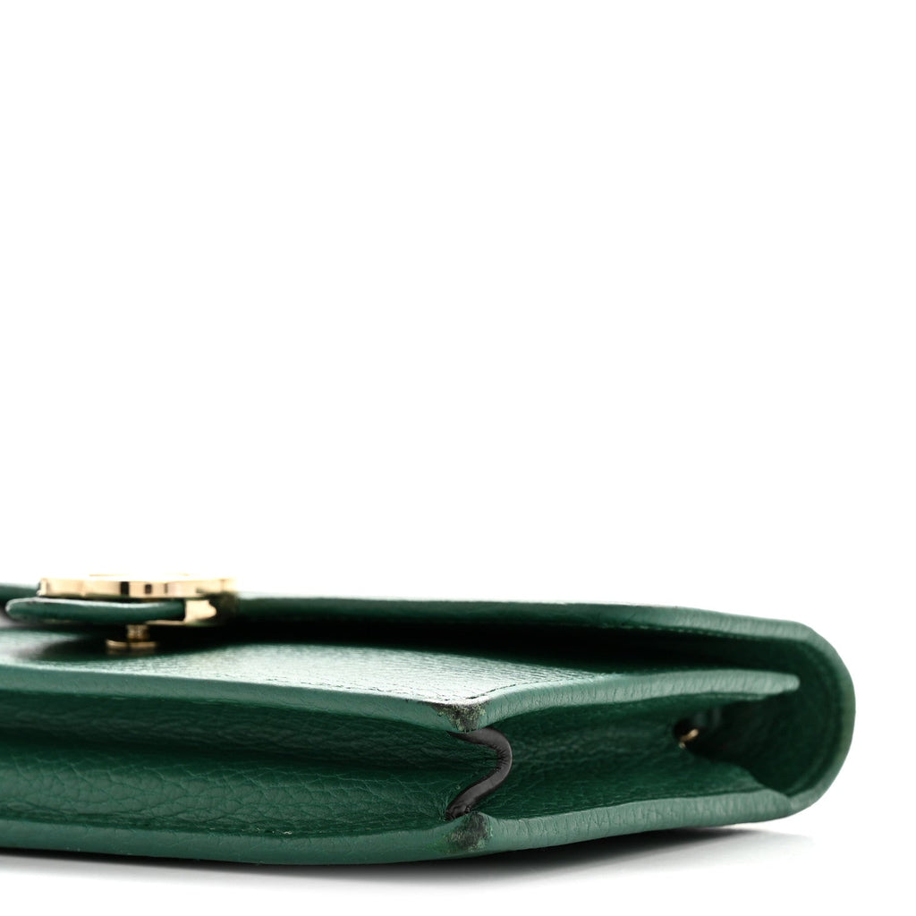 Gucci Dollar Calfskin Interlocking G Chain Wallet Emerald