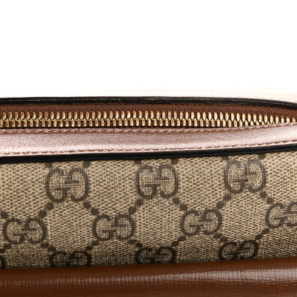 Gucci GG Supreme Monogram Small Horsebit 1955 Shoulder Bag Beige Brown Sugar