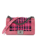 Chanel Patent Tweed Medium Boy Flap Fuchsia