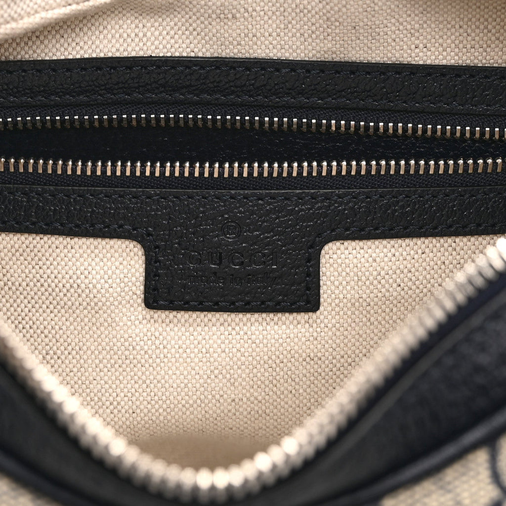 Gucci GG Supreme Monogram Textured Calfskin Web Small Attache Shoulder Bag Beige Blue