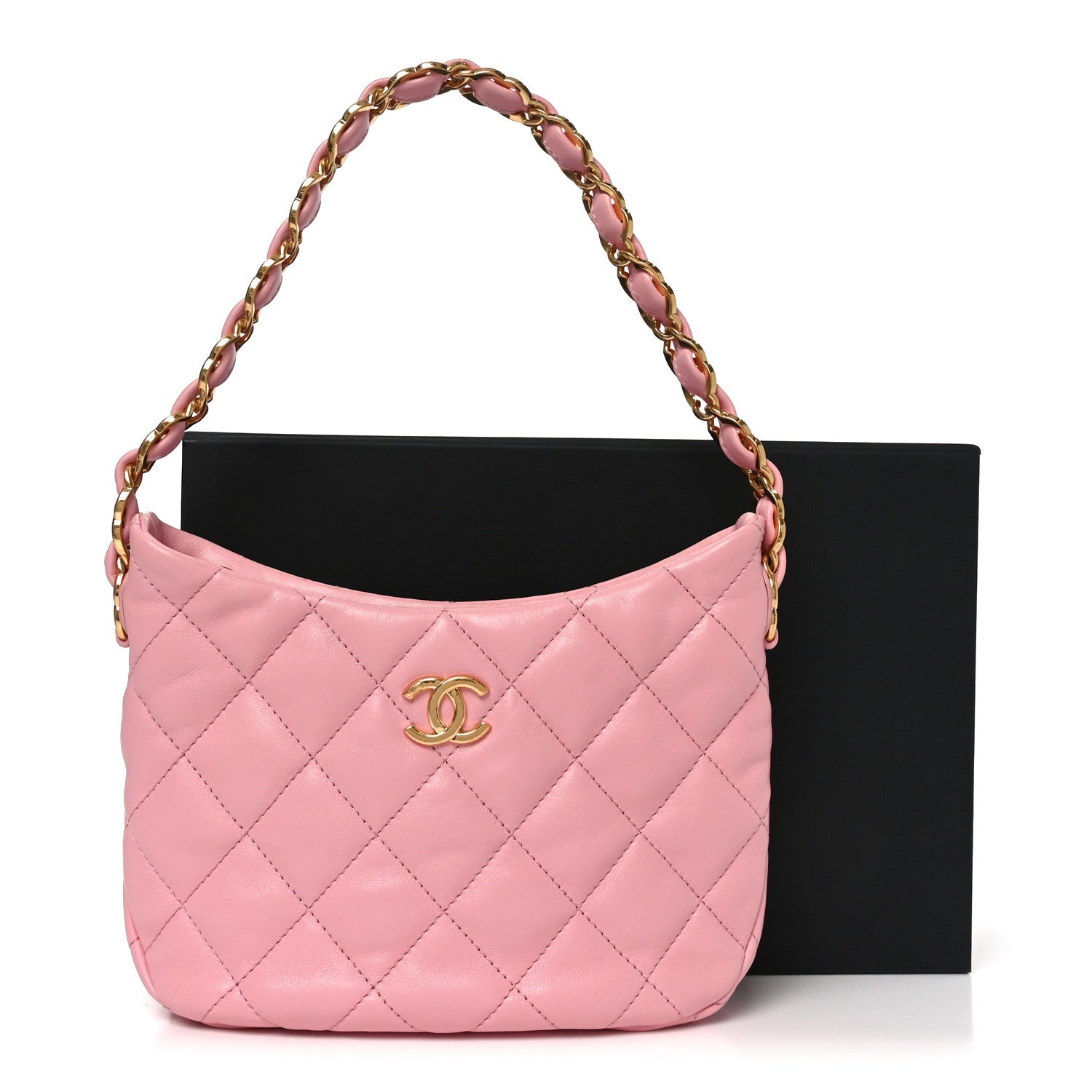 Chanel Lambskin Quilted CC Links Hobo Light Pink