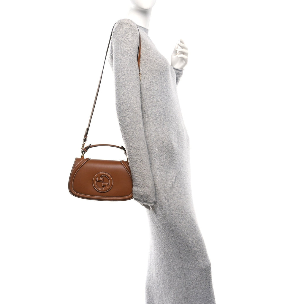 Gucci Roxy Calfskin Medium Blondie Top Handle Bag Brown