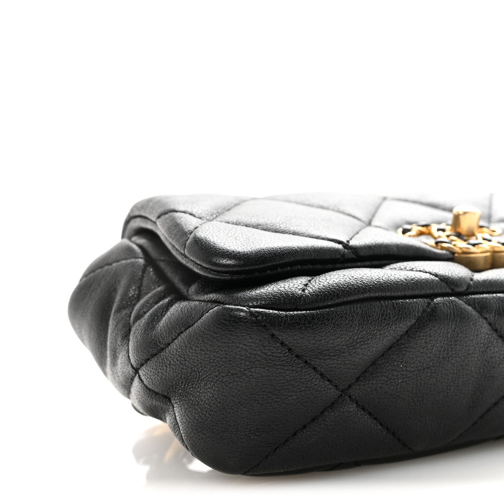Chanel Goatskin Quilted Chanel 19 Waist Bag Black