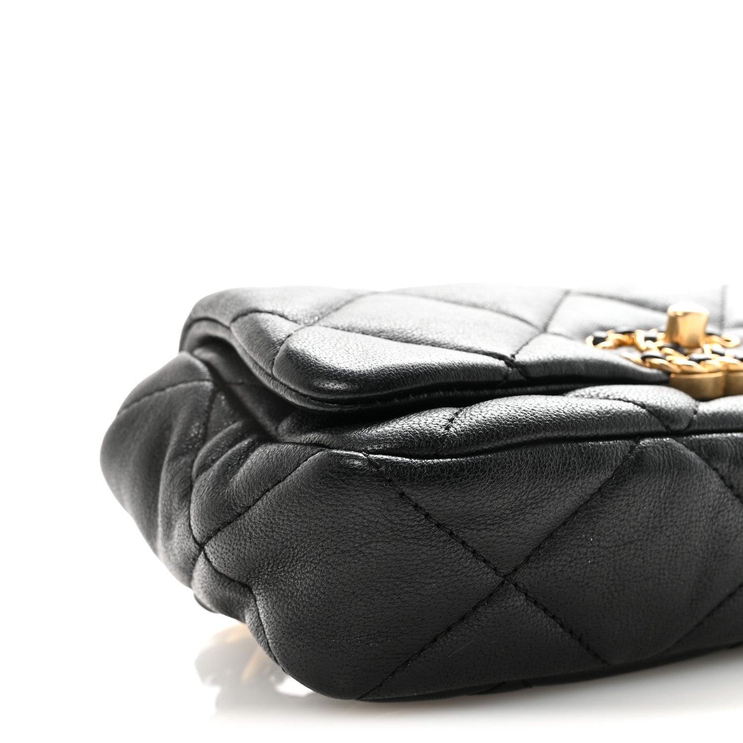 Chanel Goatskin Quilted Chanel 19 Waist Bag Black