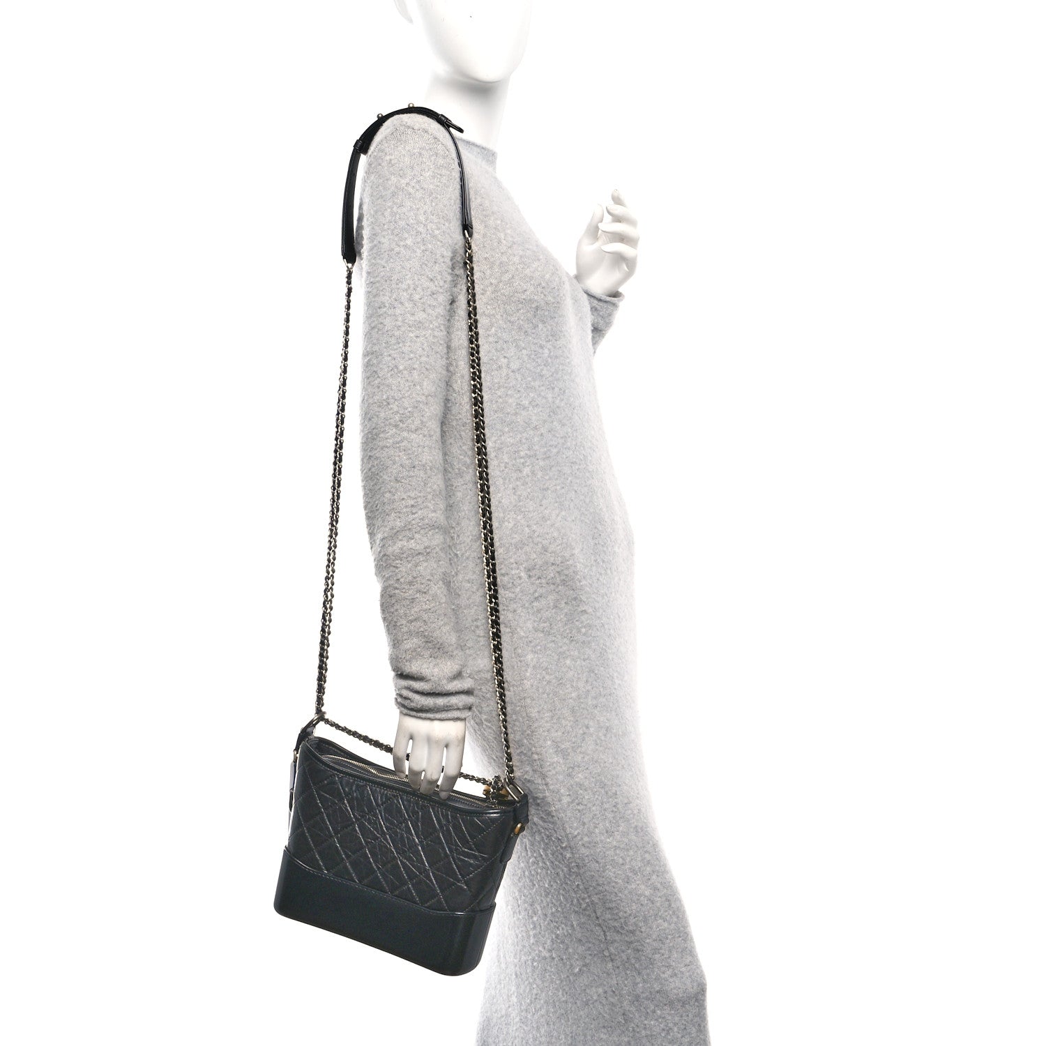 Chanel Aged Calfskin Quilted New Medium Gabrielle Hobo Black