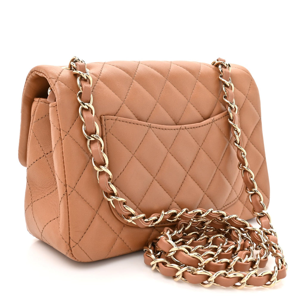 Chanel Lambskin Quilted Mini Rectangular Flap Brown