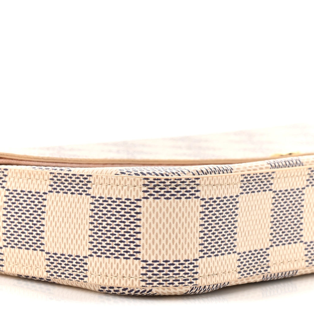 Louis Vuitton Damier Azur Pochette Felicie Chain Wallet Rose Ballerine