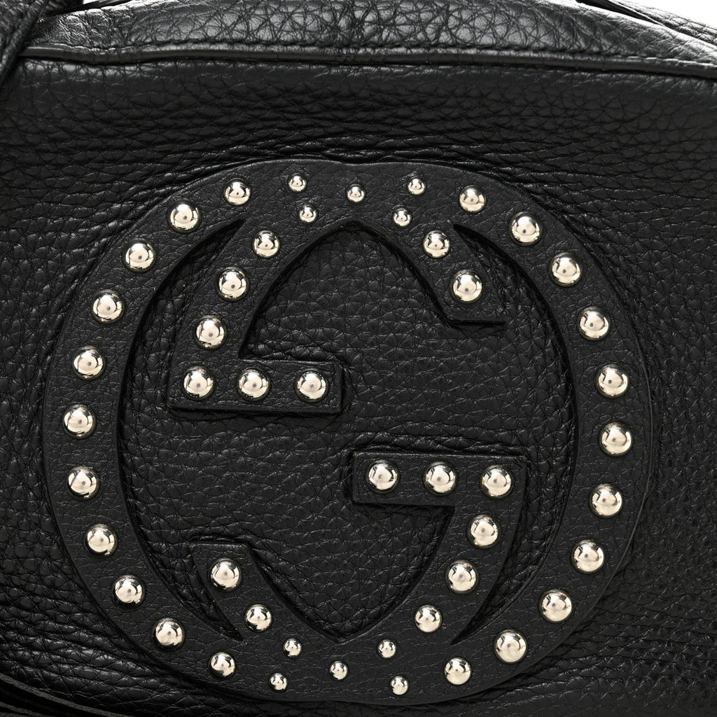 Gucci Pebbled Calfskin Studded Small Soho Disco Bag Black