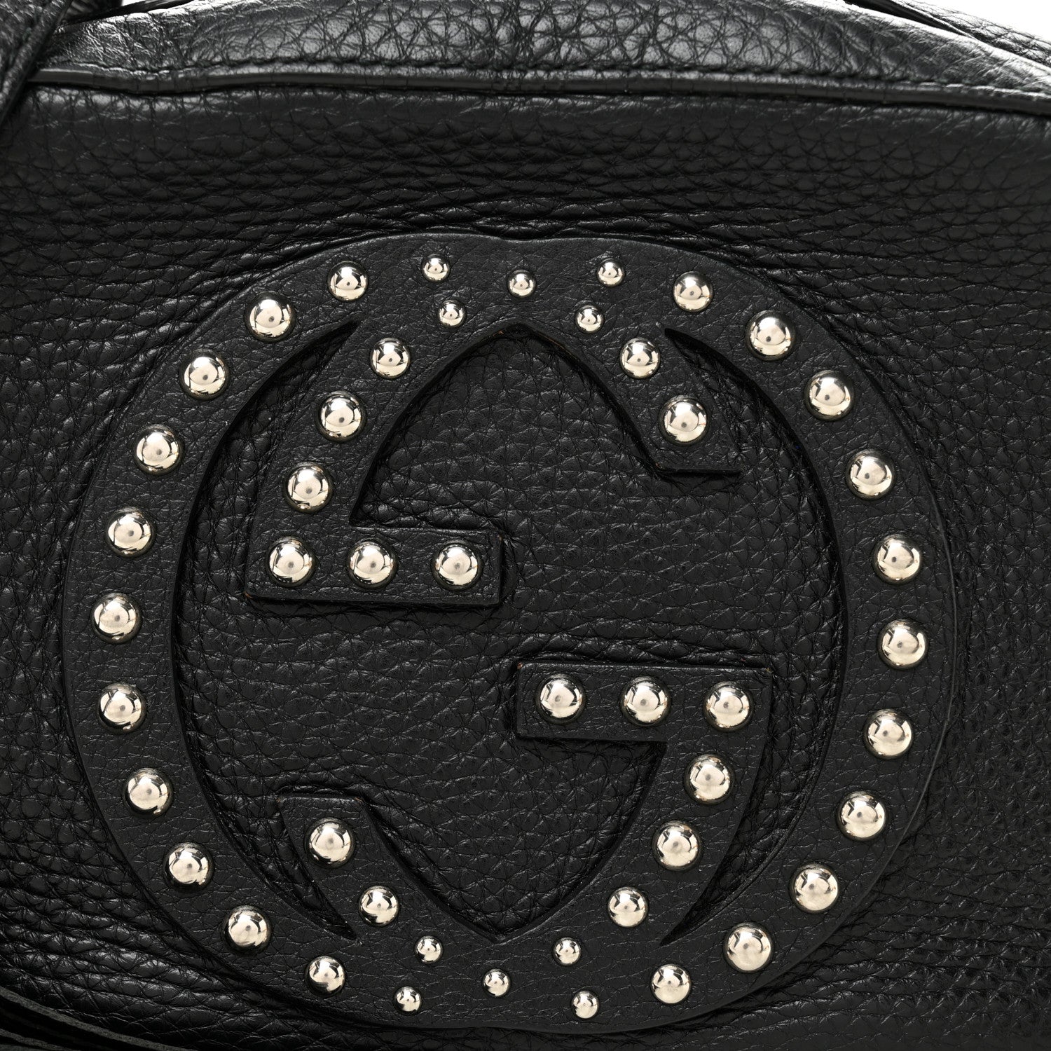 Gucci Pebbled Calfskin Studded Small Soho Disco Bag Black