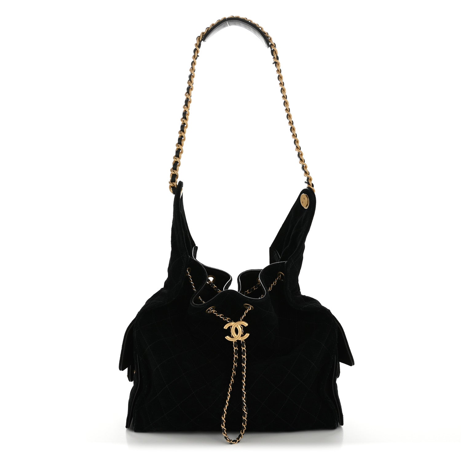 Chanel Suede Quilted Medium Chanel 25 Handbag Black