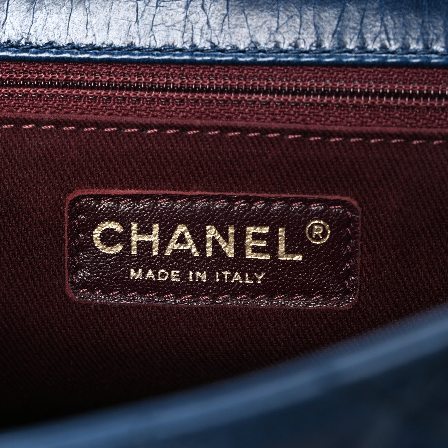 Chanel Glazed Calfskin Castle Rock Medium Flap Blue
