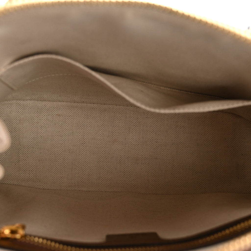 Gucci GG Supreme Monogram Azalea Calfskin Small Horsebit 1955 Top Handle Bag Beige Ebony Brown Sugar