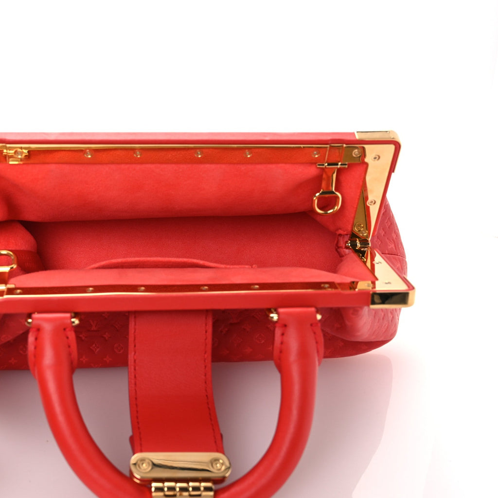 Louis Vuitton Calfskin Nanogram Embossed Clutch Red