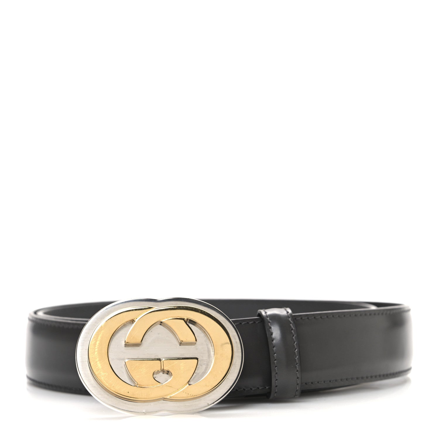 Gucci Smooth Calfskin Interlocking G Belt 95 38 Grey