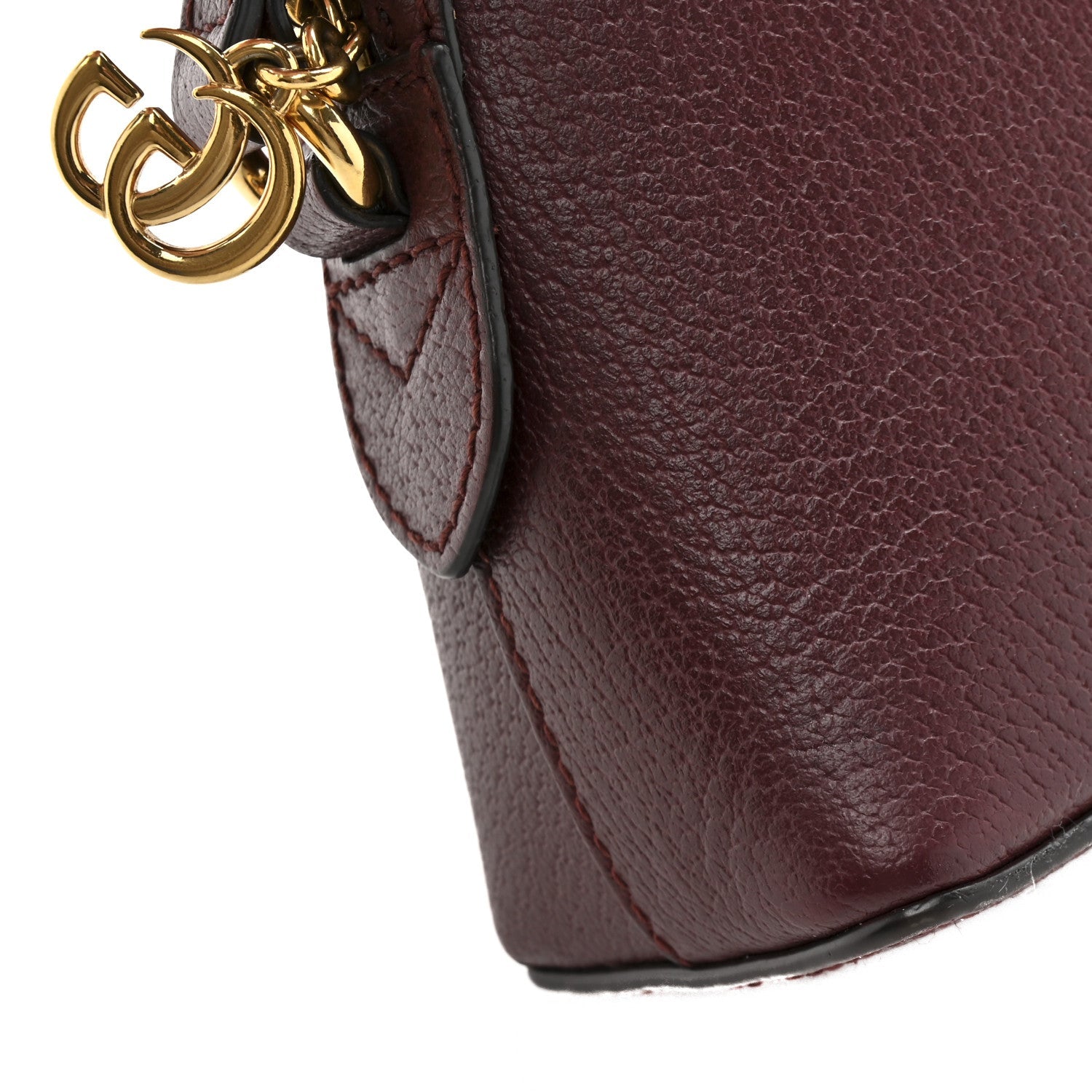 Gucci Textured Dollar Calfskin Web Small Ophidia Dome Shoulder Bag Burgundy